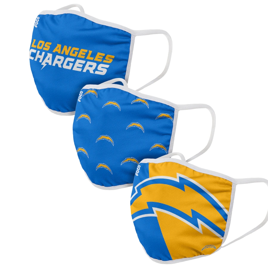  Los Angeles Chargers Adult Face Covering 3-PackDust mask with filter